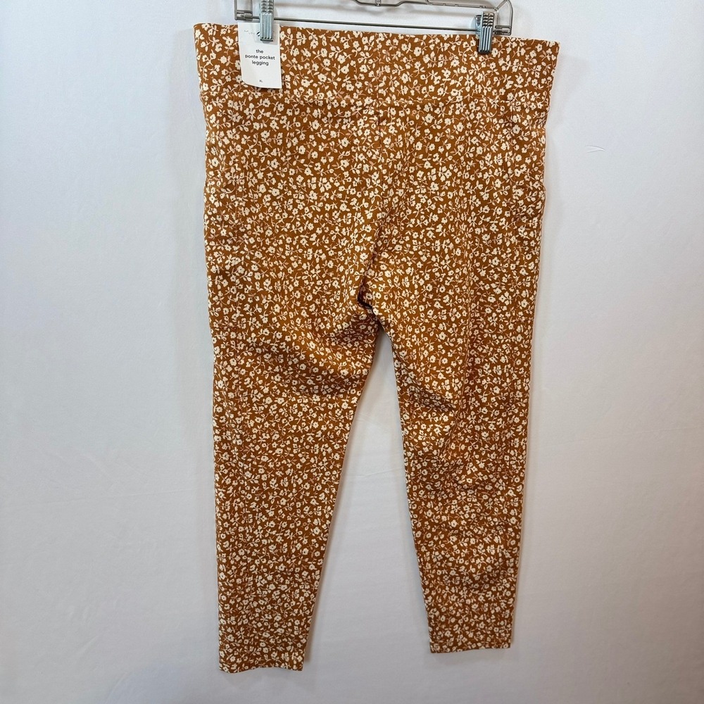 Lou & Grey Womens XL Ponte Pocket Legging Rust Floral High Rise Stretch Pants